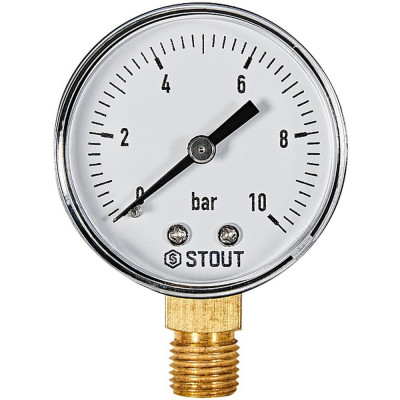 Манометр радиальный STOUT. Корпус Dn 50 мм 1/4, 0...10 бар, кл.2.5 SIM-1010-501008 RG0094NU9EUEFQ