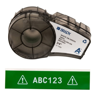 Лента 19.05мм/6.4м винил, белый на зеленом Brady M21-750-595-GN brd142808