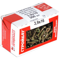 Саморезы для монтажа окон желтый цинк с буром Стройбат 3,9x16 желтый цинк 300 шт 275470