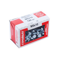 Болт Стройбат DIN 933 М 5x10 белый цинк 120 шт 305230