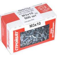 Винт Стройбат пот. DIN 965 М3x10 белый цинк 500 шт 106031
