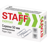 Скрепки 10 шт в упаковке Staff большие 50 мм EVERYDAY никелированные 50 шт. в картонной коробке  226759