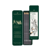 Набор чернографитных карандашей Faber-Castell акварельные graphite aquarelle, 5 шт, hb-8b, заточенные, металлический короб 117805