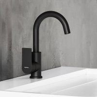 Смеситель для умывальника с поворотным изливом Damixa Apollo черный 470220300