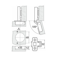 Петля мебельная StahlBuro 1109 Clip-On 2шт., хром. накладная с доводчиком 15904