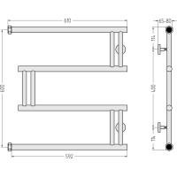 Полотенцесушитель Сунержа ДР High-Tech model "M+" 600x600 00-4050-6060