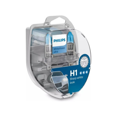 PHILIPS Автолампа H1 55 P14,5s WhiteVision ultra 3700K 2шт+2шт W5W 12V 12258WVUSM