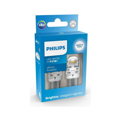 PHILIPS автолампа P21W BA15S LED WHITE Ultinon Pro6000 6000K 250Лм 12V 11498CU60x2