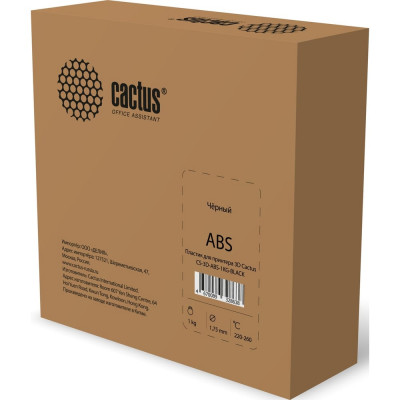 CACTUS Пластик для принтера 3D CS-3D-ABS-1KG-BLACK ABS d1.75мм 1кг 1цв. 1974164