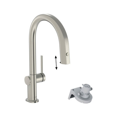 Hansgrohe Aqittura m91 210 1j смеситель для кухни с вытяжным изливом с подключением к фильтру питьевой воды, сталь 76803800 00000126672