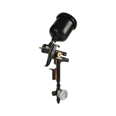 Jeta PRO Jp5500 hvlp краскопульт, верхний бачок пластик 0,6 л, сопло 1,3 мм, давл. 2,0 бар, с манометром. алюминиевый кейс JP5500 HVLP 1.3