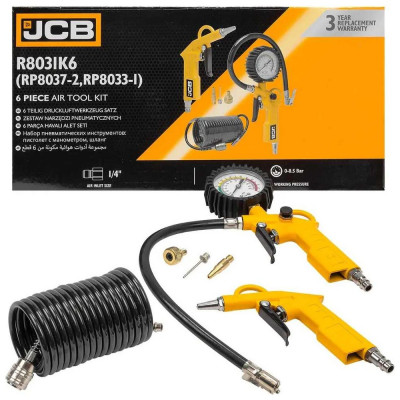 JCB Набор пневматических инструментов: пистолет с манометром, шланг -RP8031K6(58325) JCB-RP8031K6 /RP8037-2/RP8033-1/(58325)