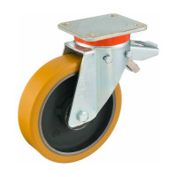 Колесо с вращающейся опорой, пластиной крепления и задним тормозом (200 мм; 1000 кг) Tellure rota 646656