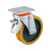 Колесо с вращающейся опорой, пластиной крепления и задним тормозом (200 мм; 1000 кг) Tellure rota 646656