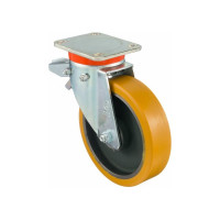 Колесо с вращающейся опорой, пластиной крепления и задним тормозом (200 мм; 1000 кг) Tellure rota 646656