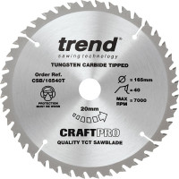 Пильный диск 165 мм, 40 зубьев, в комплекте 10 штук TREND CSB/16540T/10