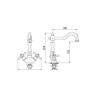 Смеситель для раковины RavSlezak MORAVA RETRO, с донным клапаном, пластик MK121.5/8Z