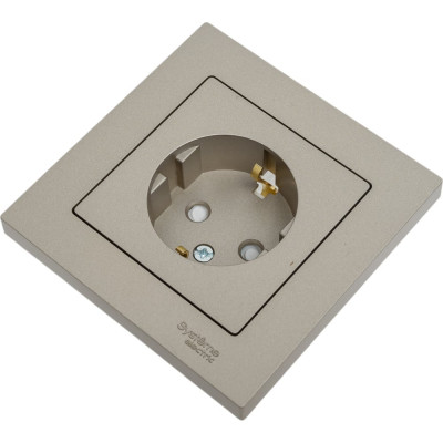 Розетка Systeme Electric AtlasDesign Шампань с/з со шторками, 16А, в сборе SE ATN000544