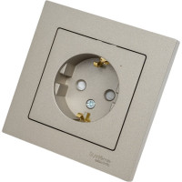 Розетка Systeme Electric AtlasDesign Шампань с/з со шторками, 16А, в сборе SE ATN000544