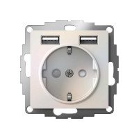Розетка 16А с 2 USB A+A Systeme Electric AtlasDesign Шампань Жемчуг 5В/2,4А, 2х5В/1,2А ATN000430