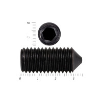 Установочный винт с внутренним шестигранником КРЕП-КОМП черный, DIN 914, 16x35, пр. 10.9, конический конец, 20 шт. вук1635