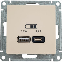 Розетка USB A+С Systeme Electric AtlasDesign Бежевый 5В/2,4А, 2х5В/1,2А ATN000239