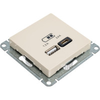 Розетка USB A+С Systeme Electric AtlasDesign Бежевый 5В/2,4А, 2х5В/1,2А ATN000239