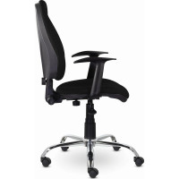 Кресло BRABIX "Comfort MG-322", хром, регулируемая эргономичная спинка, ткань, черное, 532558