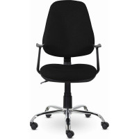 Кресло BRABIX "Comfort MG-322", хром, регулируемая эргономичная спинка, ткань, черное, 532558