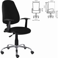 Кресло BRABIX "Comfort MG-322", хром, регулируемая эргономичная спинка, ткань, черное, 532558