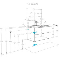 Тумба под раковину AQUATON Сохо 75 cлэйт, галька серая 1A258101AJ9A0