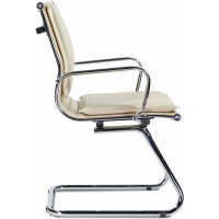 Кресло для приемных и переговорных BRABIX Kayman CF-102, экокожа, хром, бежевое S-0428 532573