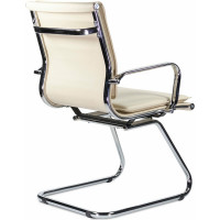 Кресло для приемных и переговорных BRABIX Kayman CF-102, экокожа, хром, бежевое S-0428 532573