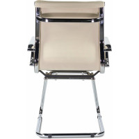 Кресло для приемных и переговорных BRABIX Kayman CF-102, экокожа, хром, бежевое S-0428 532573