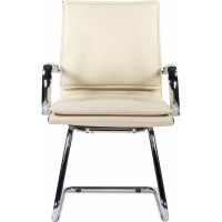 Кресло для приемных и переговорных BRABIX Kayman CF-102, экокожа, хром, бежевое S-0428 532573