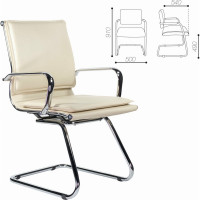 Кресло для приемных и переговорных BRABIX Kayman CF-102, экокожа, хром, бежевое S-0428 532573