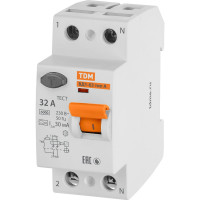 Устройство защитного отключения TDM ELECTRIC ВД1-63 2Р 32А 30мА тип А SQ0203-0077