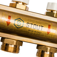 Распределительный коллектор из латуни без расходомеров 12 вых. STOUT SMB 0468 000012