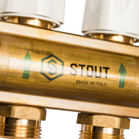 Распределительный коллектор из латуни без расходомеров 12 вых. STOUT SMB 0468 000012