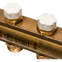 Распределительный коллектор из латуни без расходомеров 12 вых. STOUT SMB 0468 000012