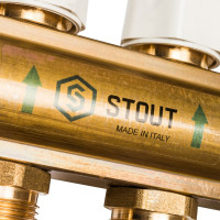 Распределительный коллектор из латуни с расходомерами 10 вых. STOUT SMB 0473 000010