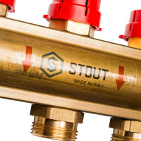Распределительный коллектор из латуни с расходомерами 9 вых. STOUT SMB 0473 000009