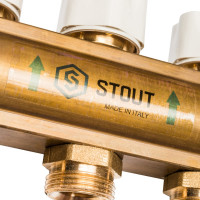 Распределительный коллектор из латуни с расходомерами 9 вых. STOUT SMB 0473 000009