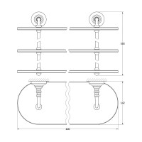3-х ярусная полка 3SC 40 cm стекло; античное серебро STI 417