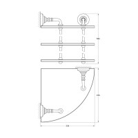 Угловая 3-х ярусная полка 3SC 23 cm стекло; античная медь STI 619
