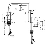 Смеситель для раковины HANSGROHE 31087000 Metris, поворотный излив 00000008161