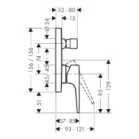 Смеситель для ванны (внешняя часть) HANSGROHE 32545670 Metropol 00000071088