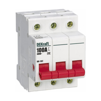 Выключатель нагрузки DEKraft ВН-102, 3 Р, 100 А, 400 В 17012DEK