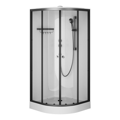 Душевая кабина AM.PM X-Joy 90x90, 1/4 круга, профиль матовый черный, стекло прозрачное W94C-401-090BT
