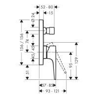 Смеситель для ванны HANSGROHE HG Metropo 32545700 l внешняя часть 00000071089